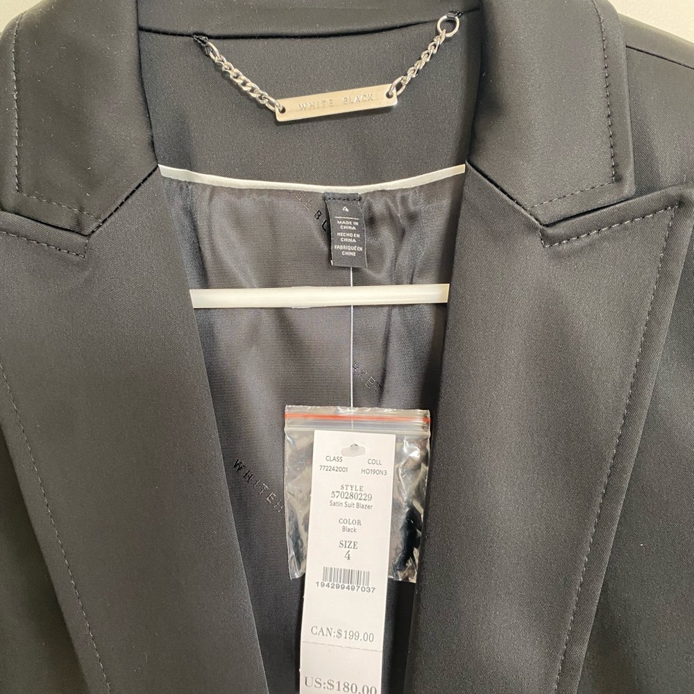 WHBM Elegant Black Satin Blazer - Picture 2 of 3